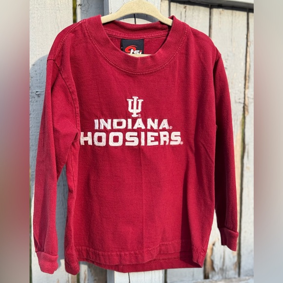 Indiana Hoosiers Kids T-Shirt size 4/5 4T 5T IU Long Sleeve Red Embroidered Logo - Picture 2 of 2